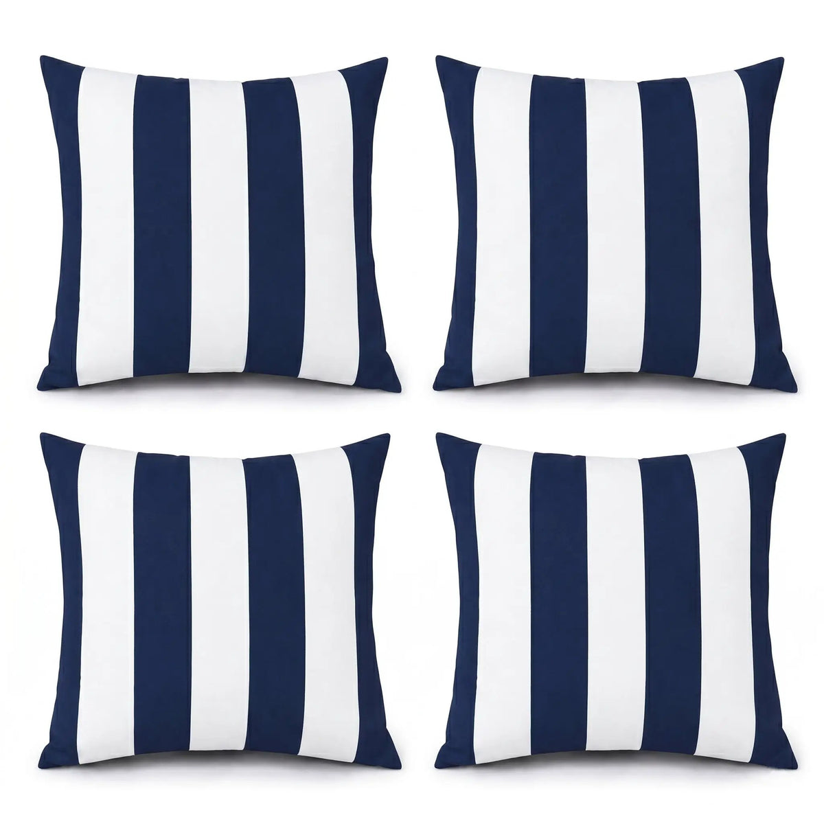 4 Pack Outdoor Pillow Covers - Navy Blue/White Striped by HouseOfZazla