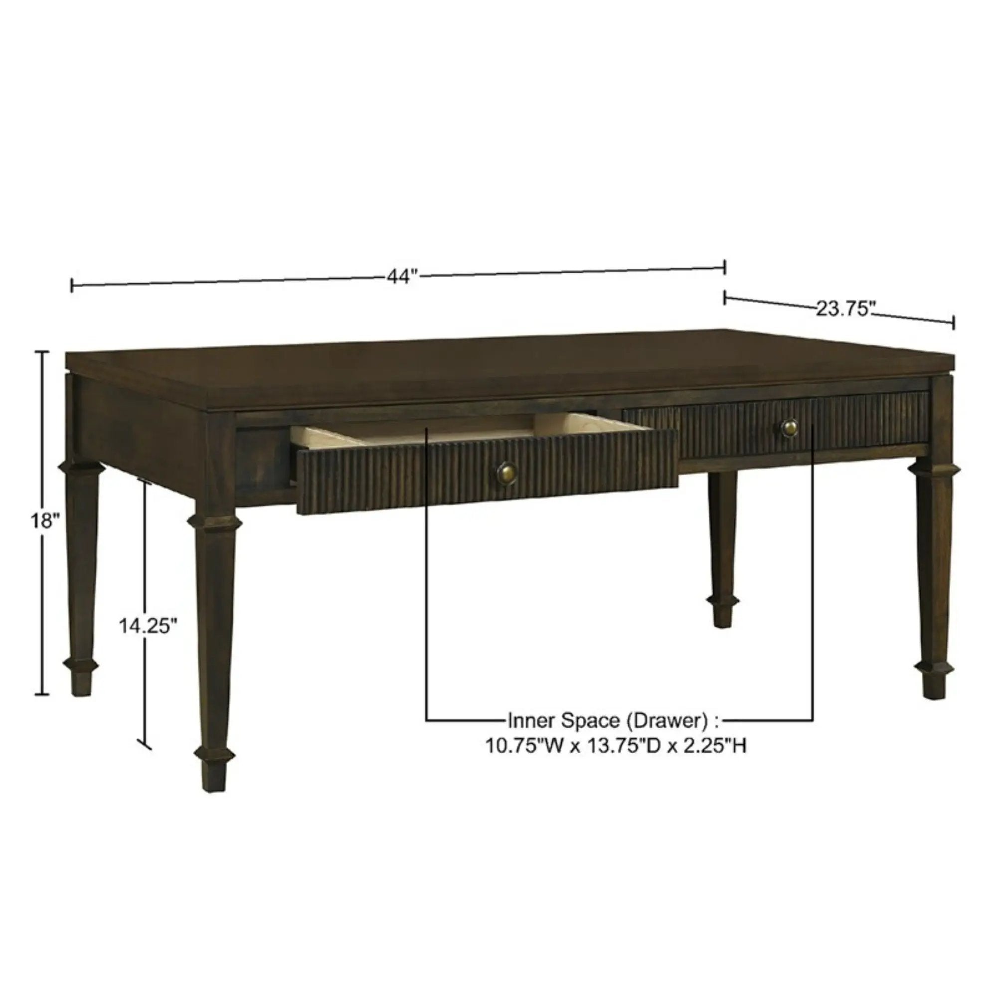 Fluted - 2 Drawer Coffee Table - Brown by Unique Piece Furniture