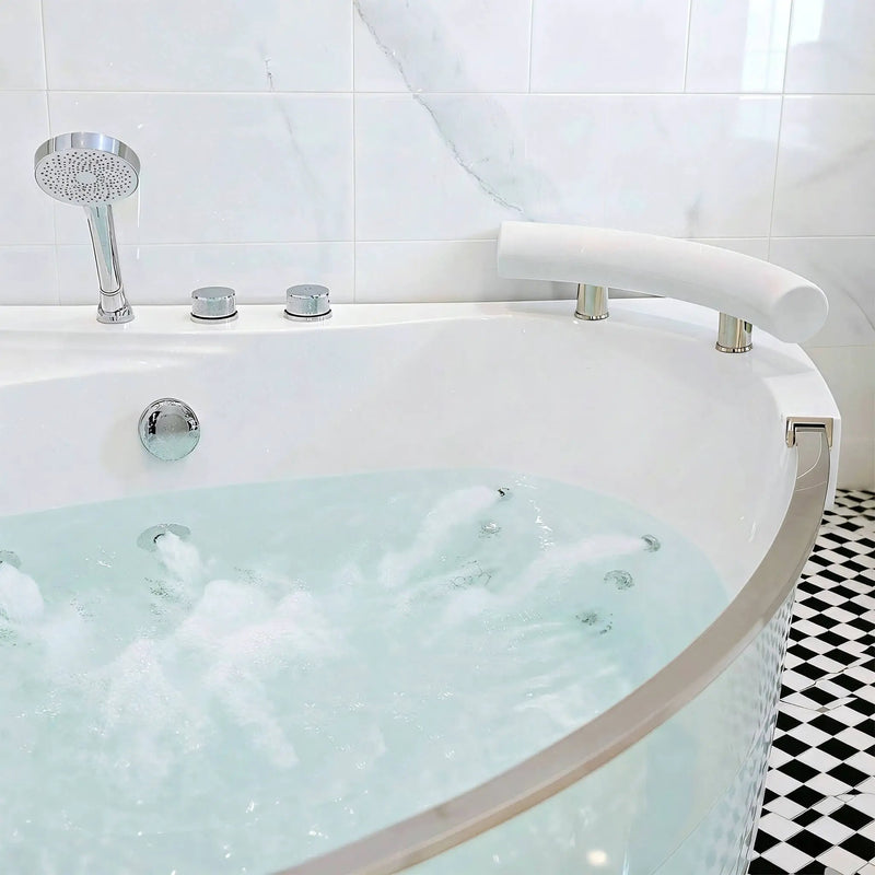Nuvia Serenity 59-Inch 2-Person Acrylic Corner Whirlpool 16-Jet Hydro Massage Bathtub With Heater Rainbow Light (SAK12058) by SAKSBY WHOLESALE
