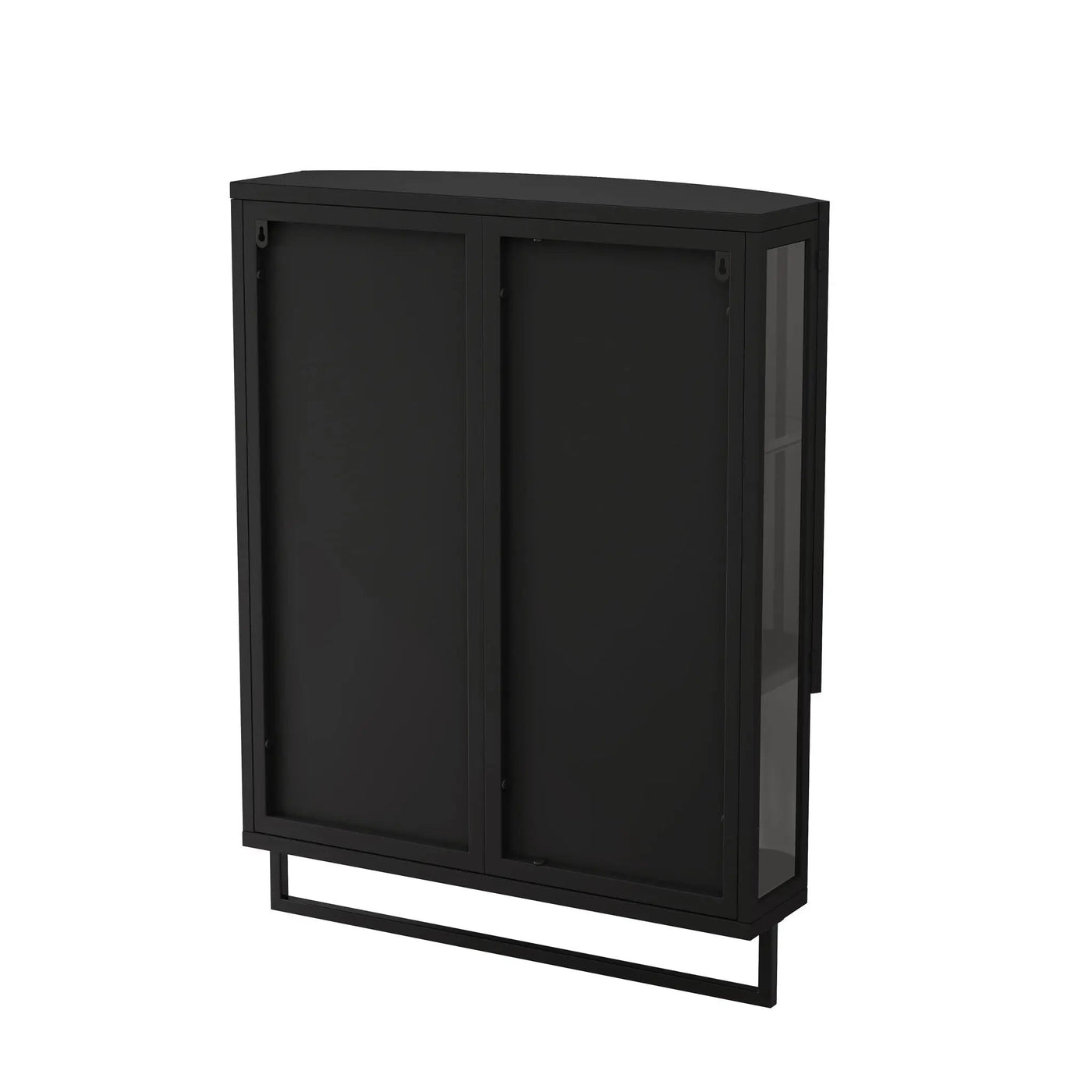 Arched Glass Double Door Wardrobe With Shatterproof Mirror, Open Shelf & Towel Rack by HouseOfZazla
