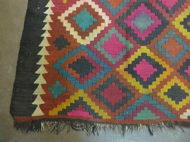 7' X10' Antique Afghan Kilim Handmade Flat Weave Wool Rug Vegy Organic Colorful by Jewel Rugs