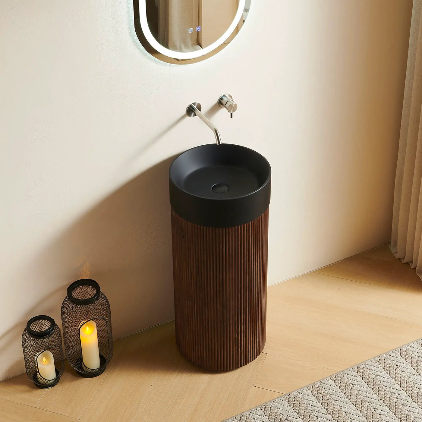 JINBO 16" Freestanding Cylindrical Bathroom Vanity Cabinet by HouseOfZazla