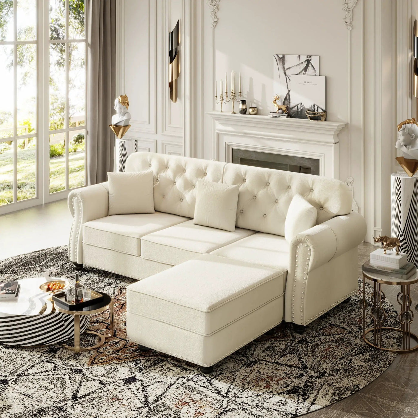 Upholstered 3 Seater Sofa Set With Ottoman by HouseOfZazla