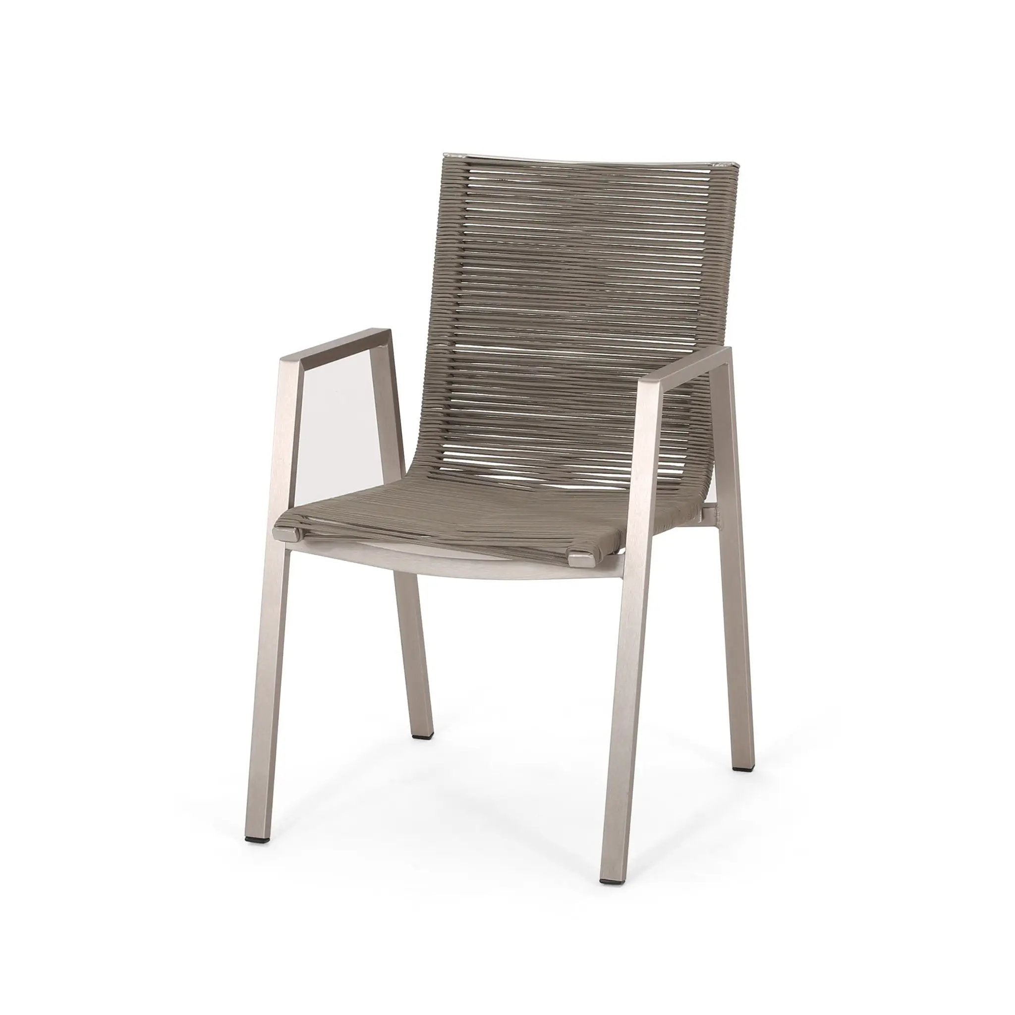 Outdoor Modern Aluminum Dining Chair Set With Rope Sea (Set of 2) by HouseOfZazla