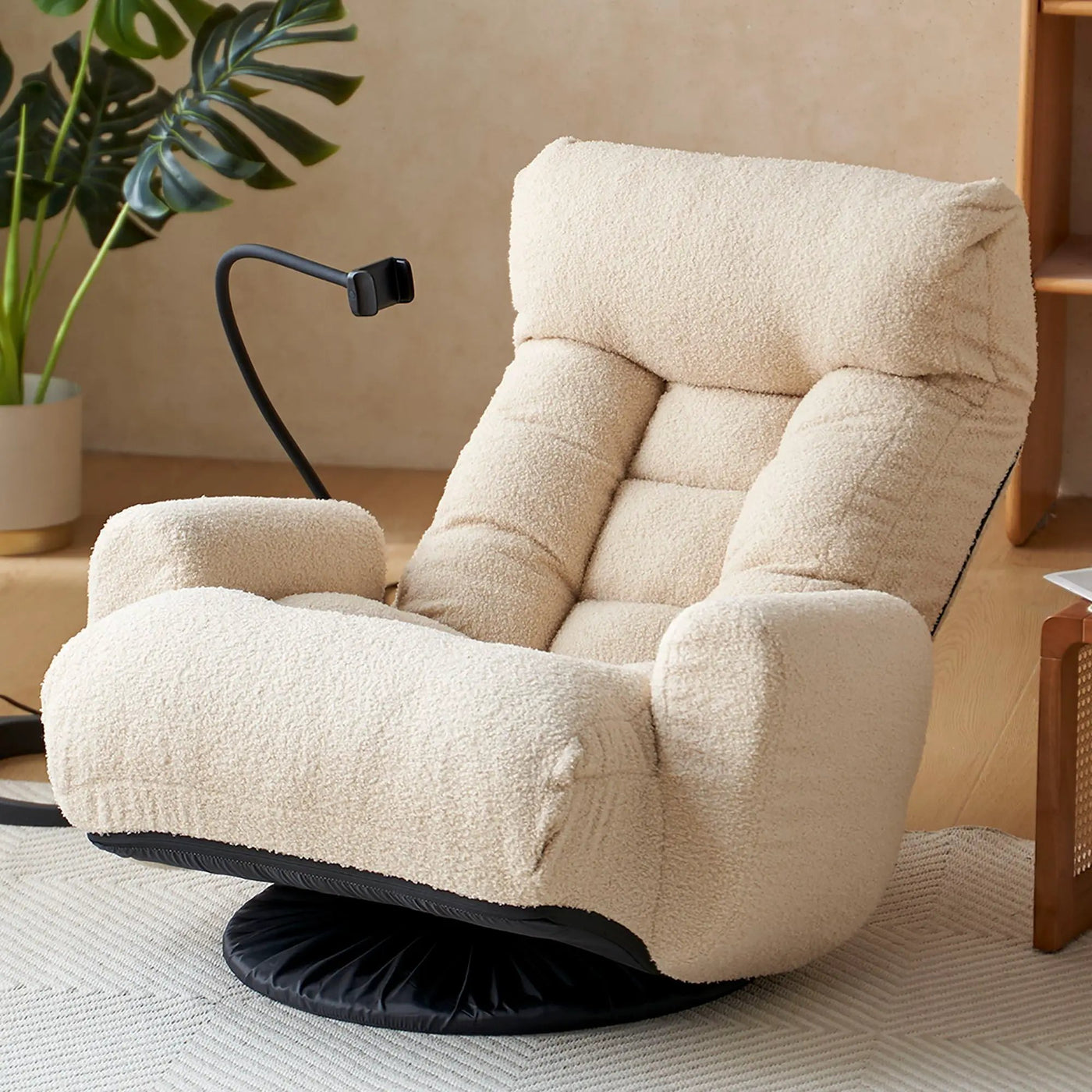 Adjustable Swivel Lounge Chair With 360 Degree Rotating Seat And Headrest Support by Unique Piece Furniture