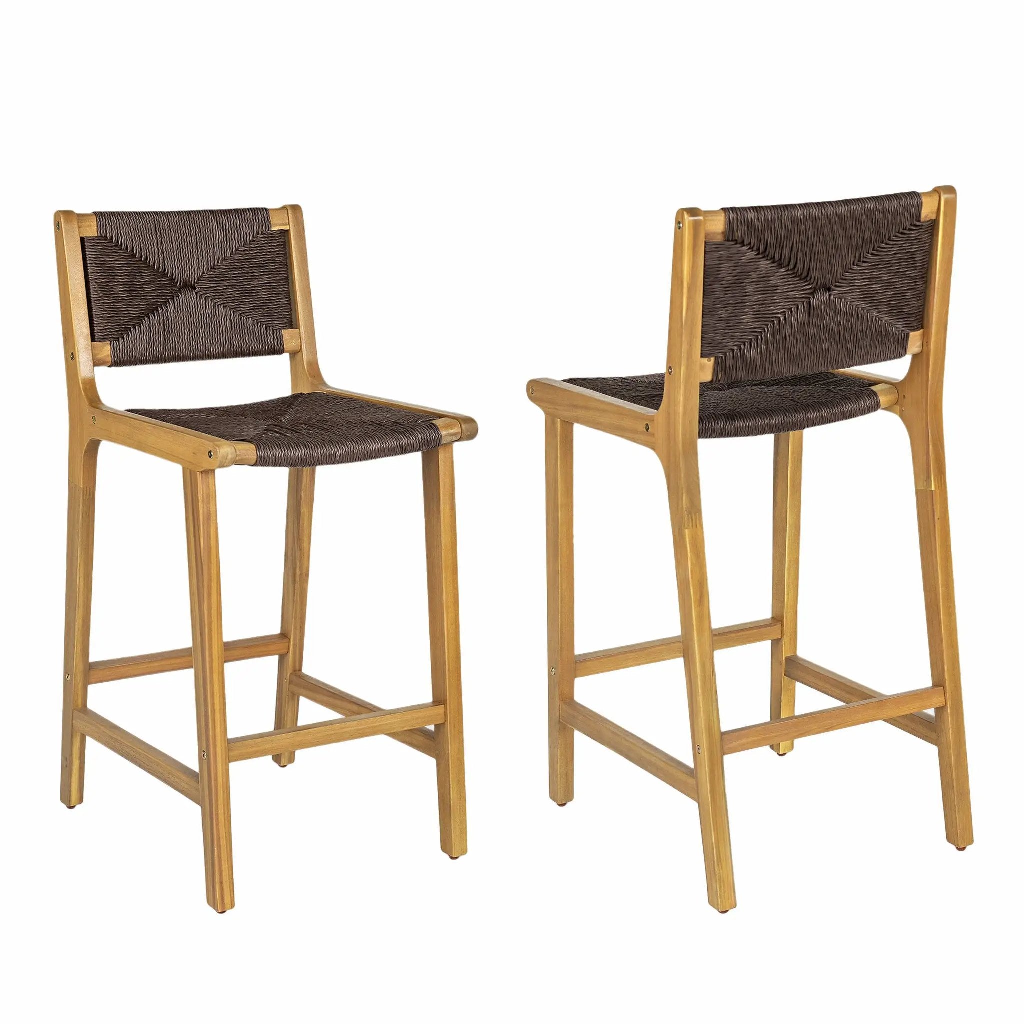 Acacia Wood Outdoor Armless Barstool - Teak Set of 2 by HouseOfZazla