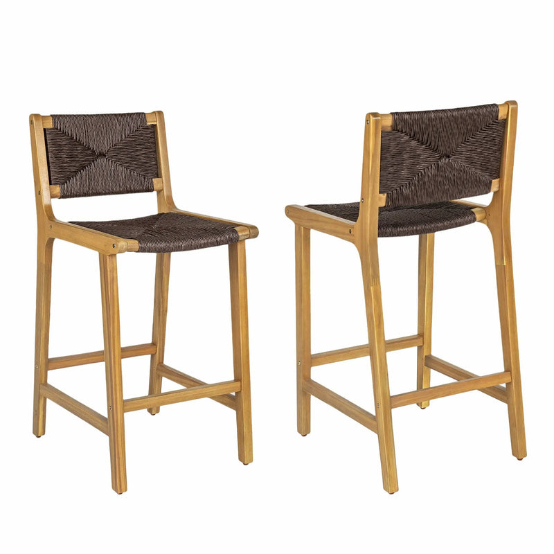Acacia Wood Outdoor Armless Barstool - Teak Set of 2 by HouseOfZazla