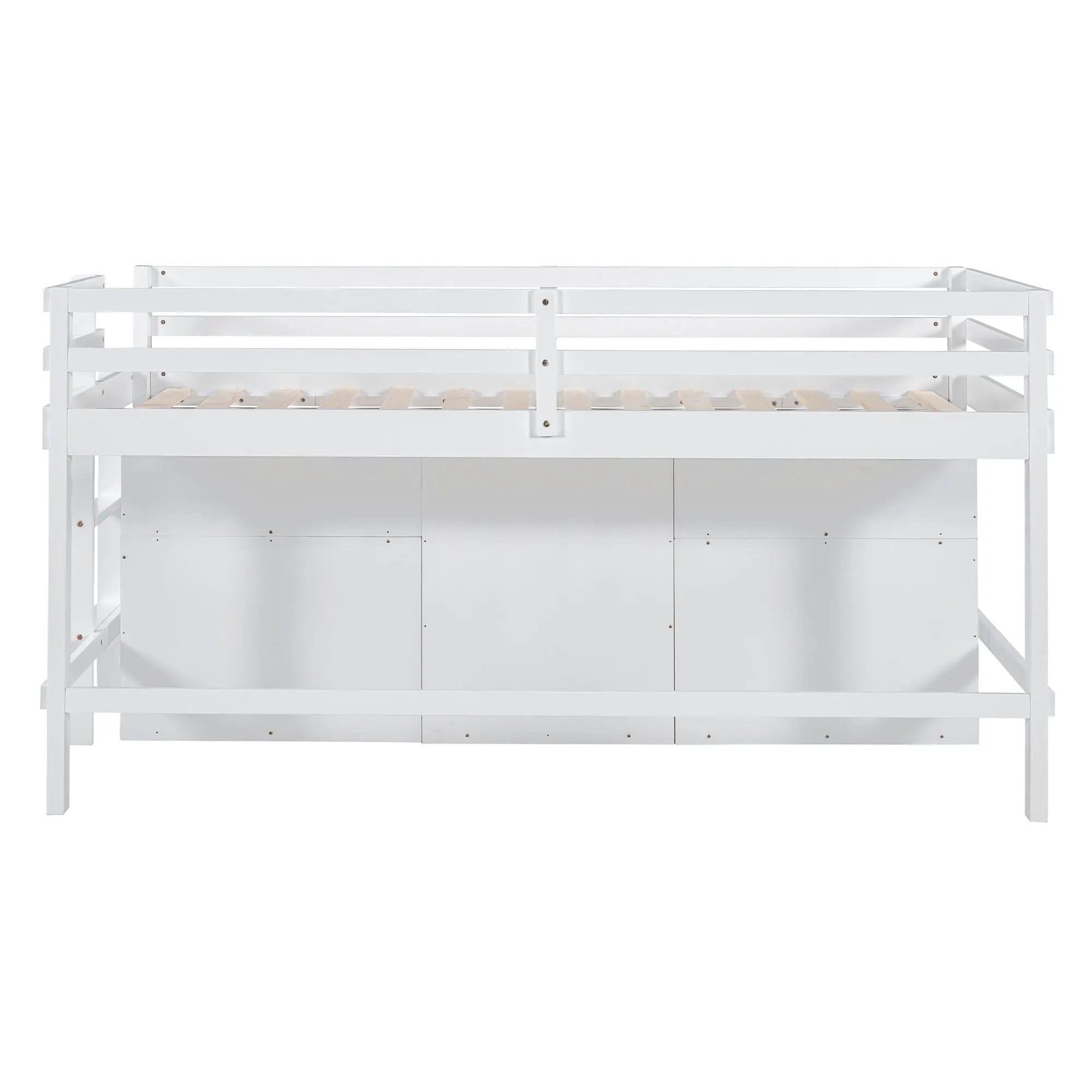Loft Bed With 4 Drawers, Underneath Cabinet And Shelves