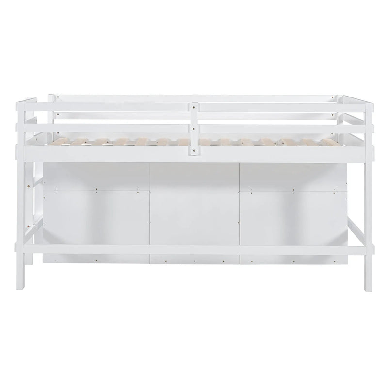 Loft Bed With 4 Drawers, Underneath Cabinet And Shelves