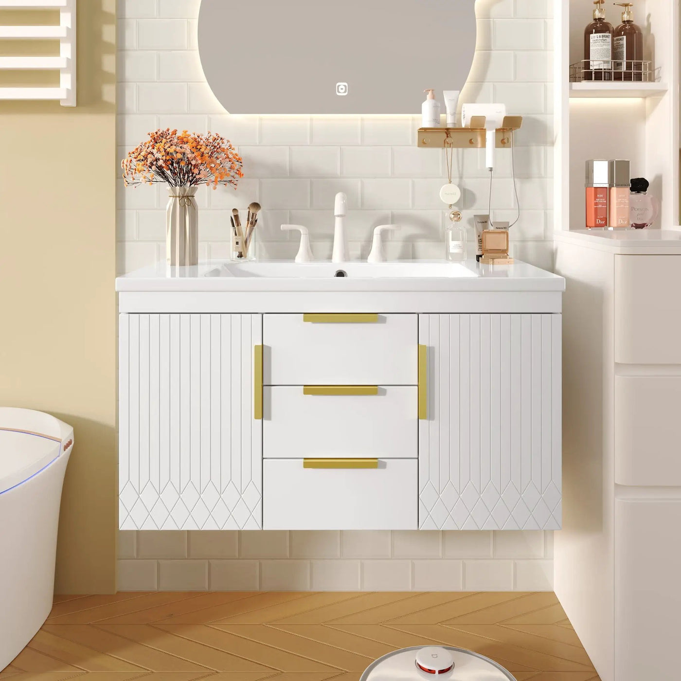 Wall Mounted Bathroom Vanity With Sink and Floating Storage Cabinet by HouseOfZazla