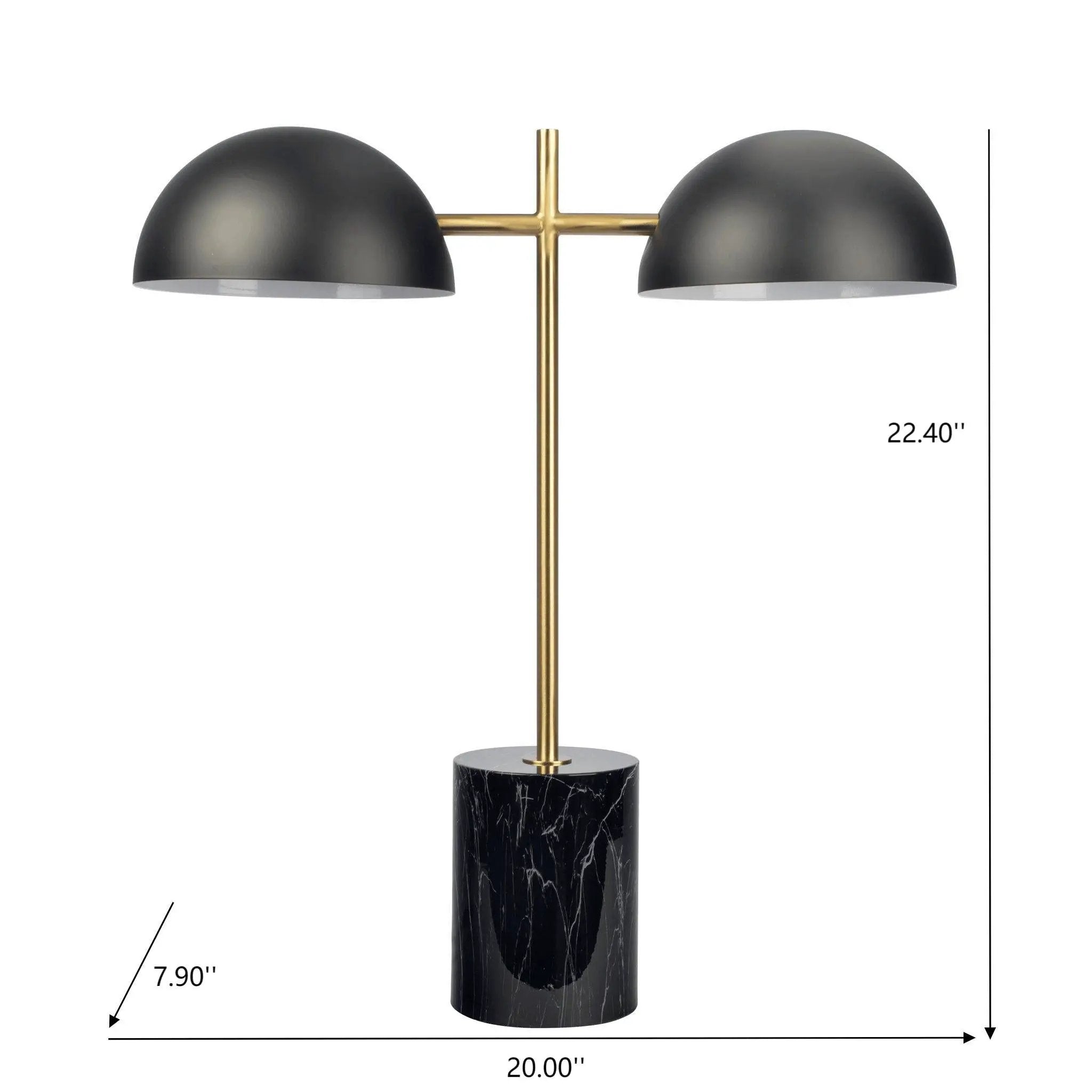 Nova - Hydro Table Lamp With On / Off Switch Double Lamp - Black / Gold / Marble by Unique Piece Furniture
