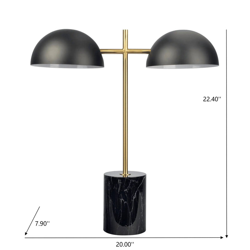 Nova - Hydro Table Lamp With On / Off Switch Double Lamp - Black / Gold / Marble by Unique Piece Furniture