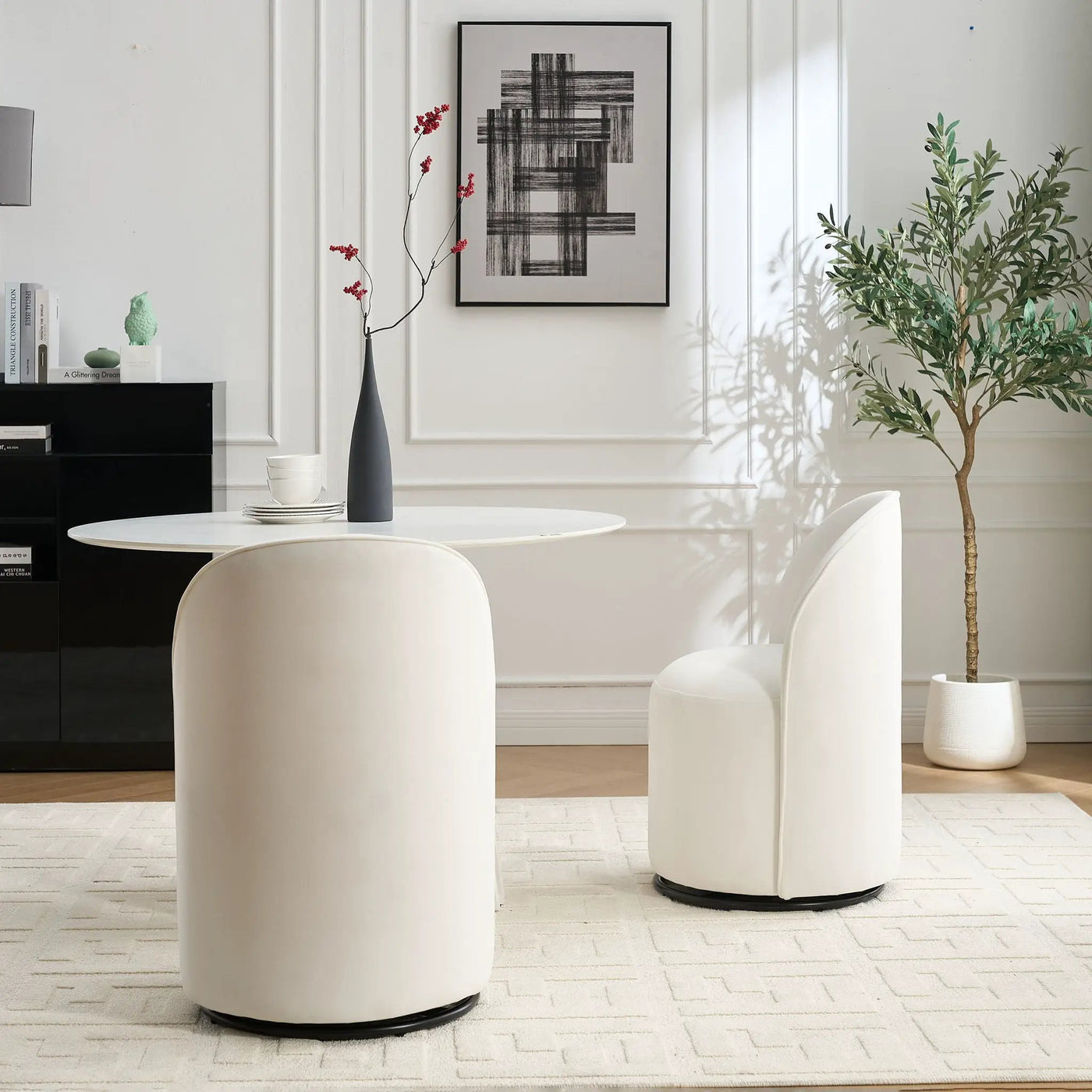 360 Degree Swivel Armless Dining Barrel Chair by Unique Piece Furniture