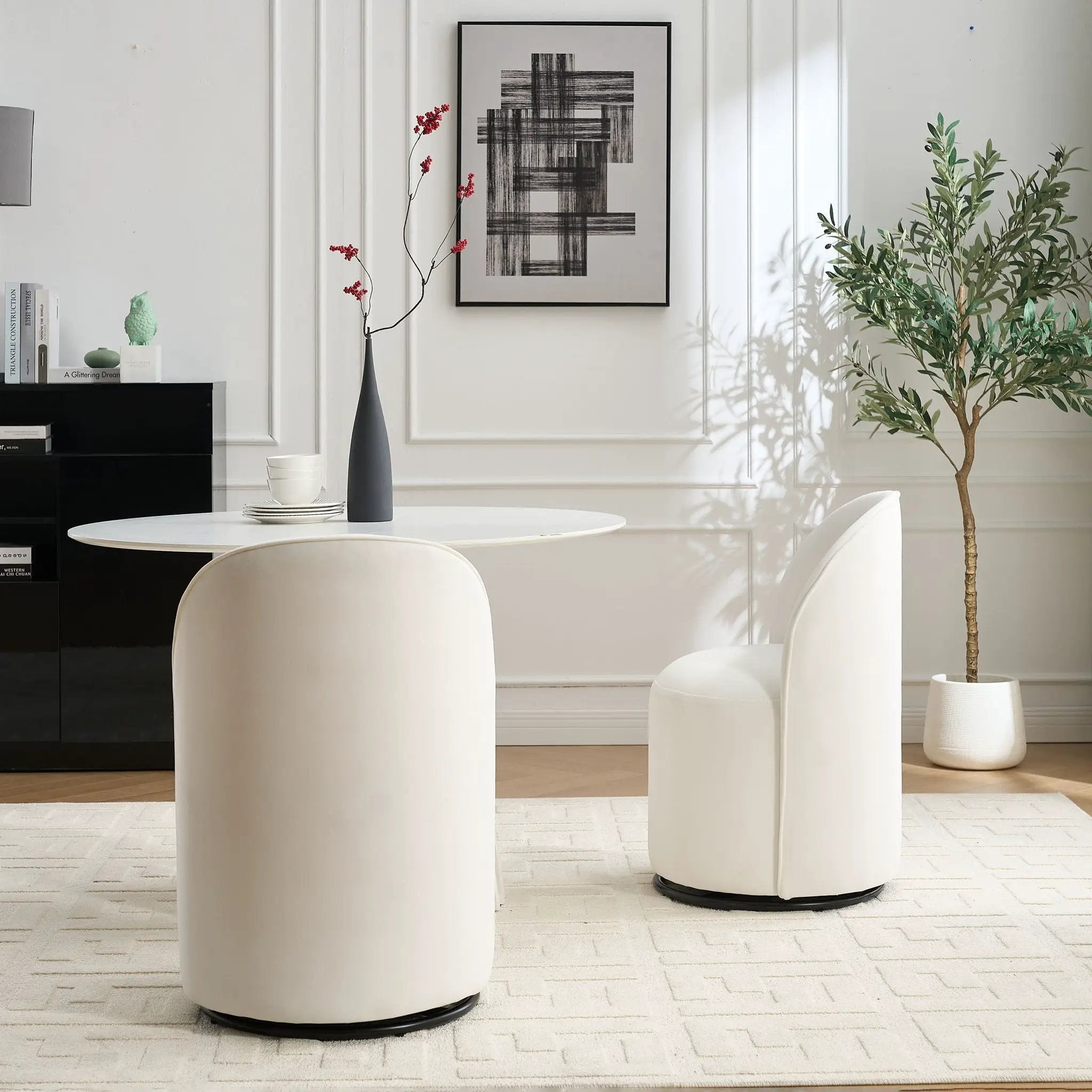 360 Degree Swivel Armless Dining Barrel Chair by Unique Piece Furniture