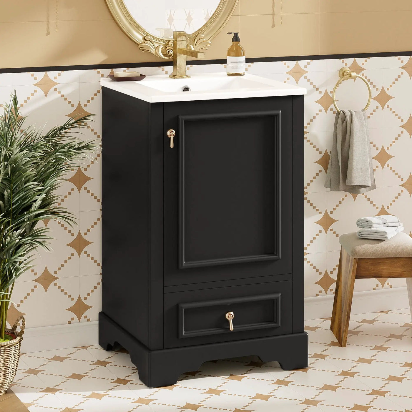 Bathroom Vanity With Sink, Soft Close Door, Adjustable U-Shaped Shelf by HouseOfZazla