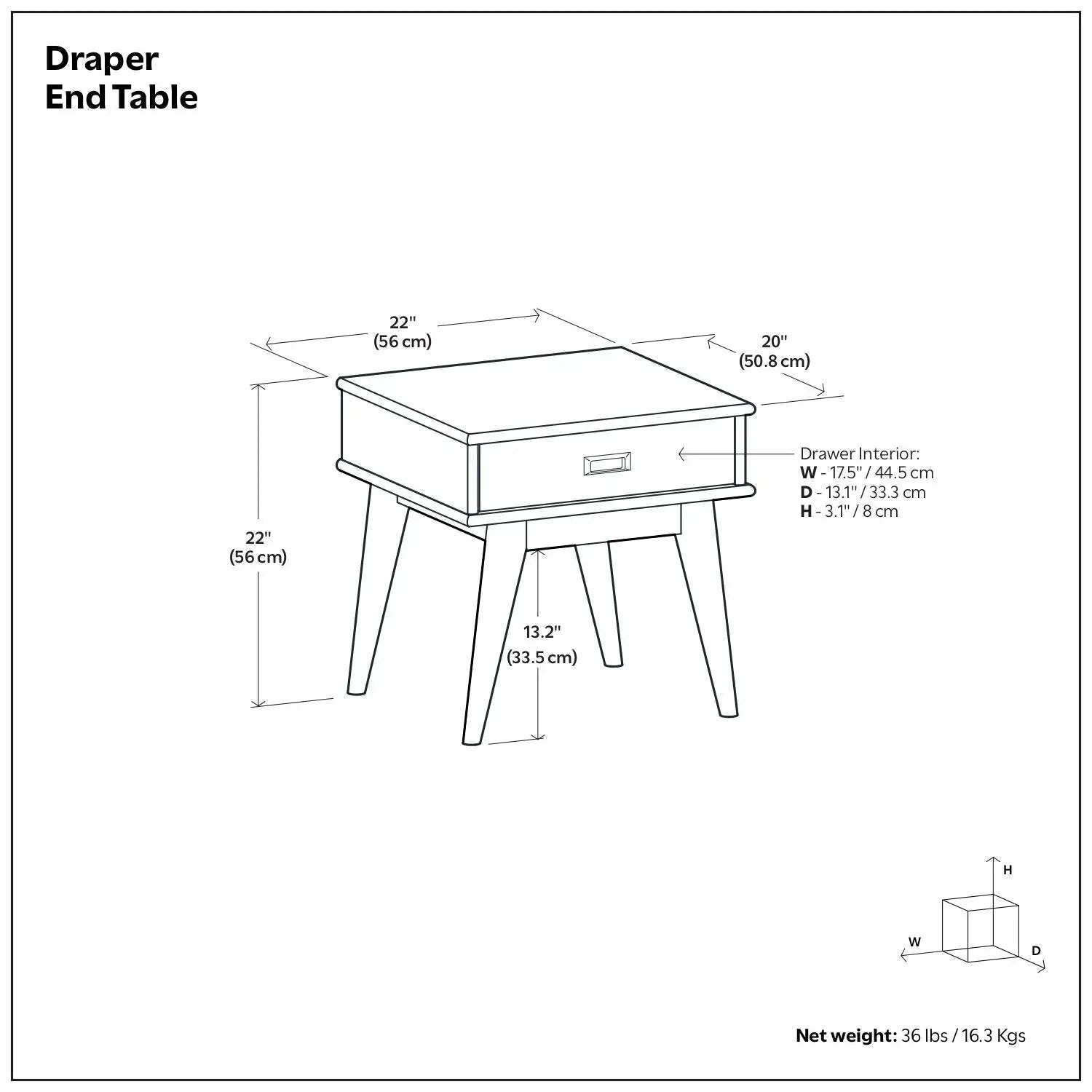 Draper - Handcrafted Mid Century End Table by Unique Piece Furniture