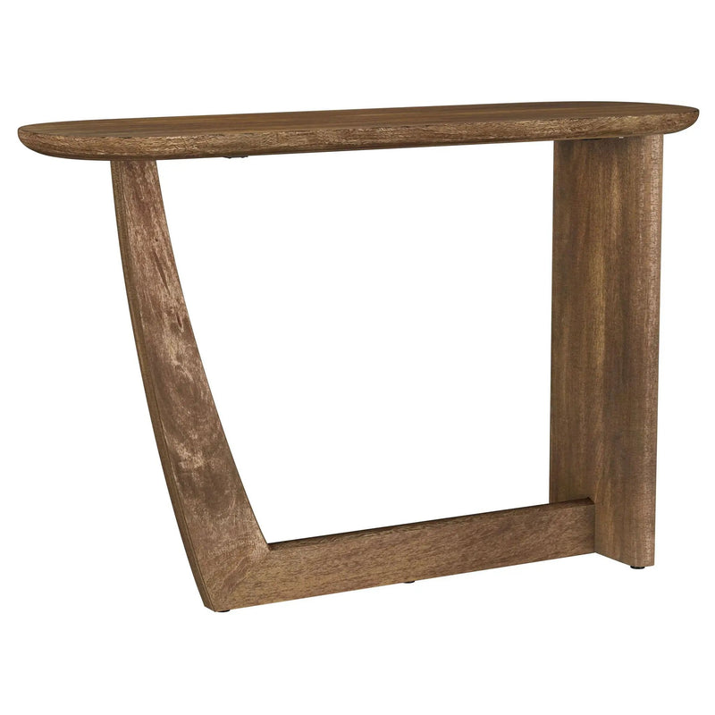 Fletcher Oval Solid Mango Wood Entryway Console Table Brown by Unique Piece Furniture