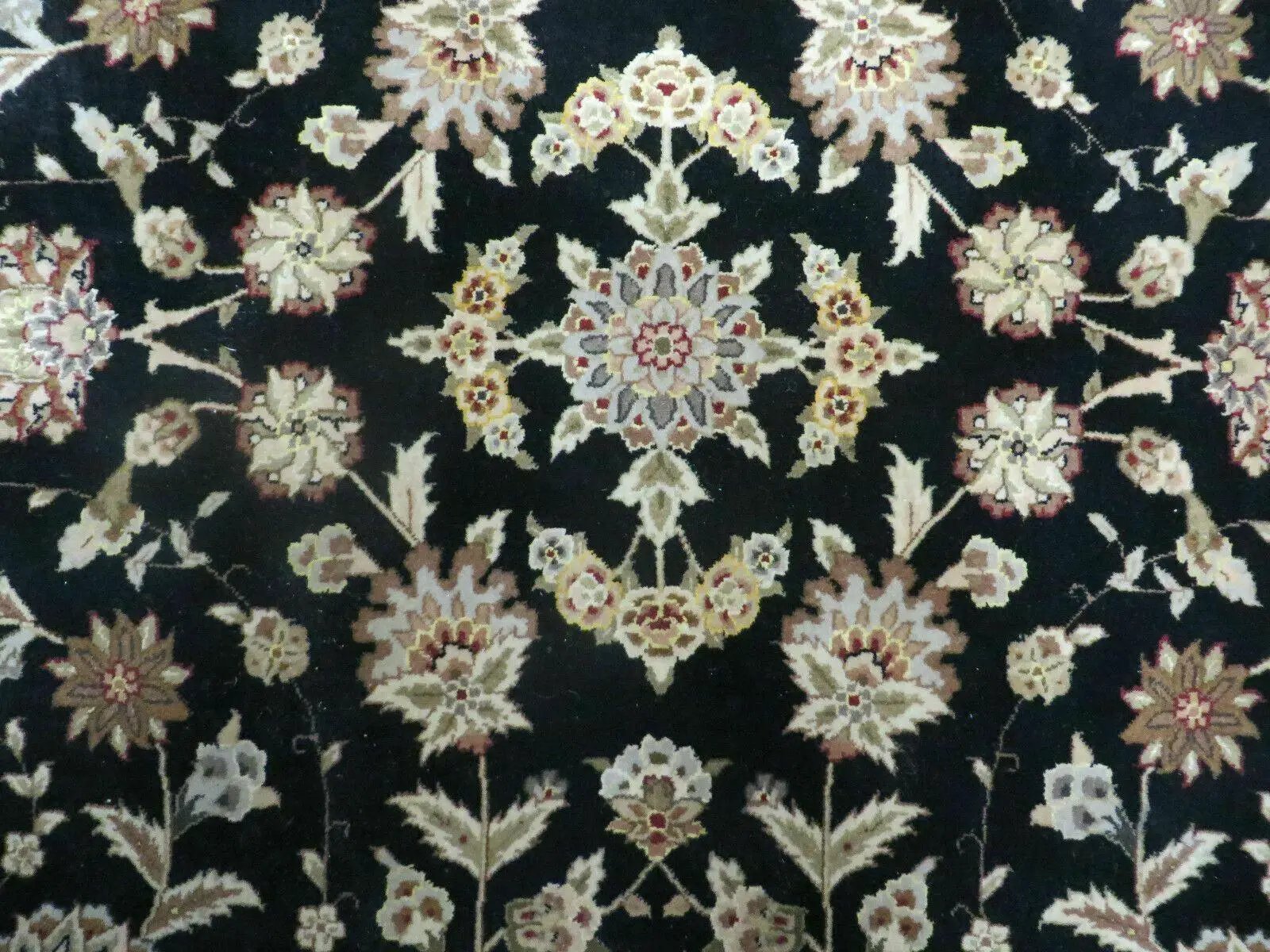 9' X 12' Vintage Handmade Fine Chinese Oriental Floral Wool Rug Silk Black by Jewel Rugs