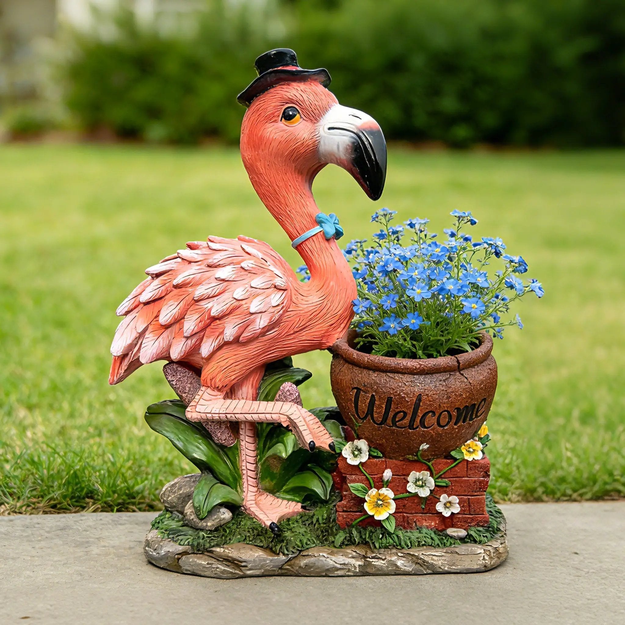 Outdoor Garden Sculpture Flamingo Flower Pot Planter by HouseOfZazla