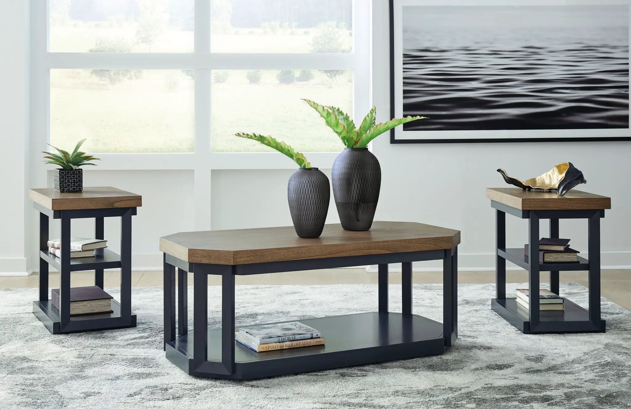 Landocken - Occasional Table Set (Set of 3) - Brown / Blue by Unique Piece Furniture