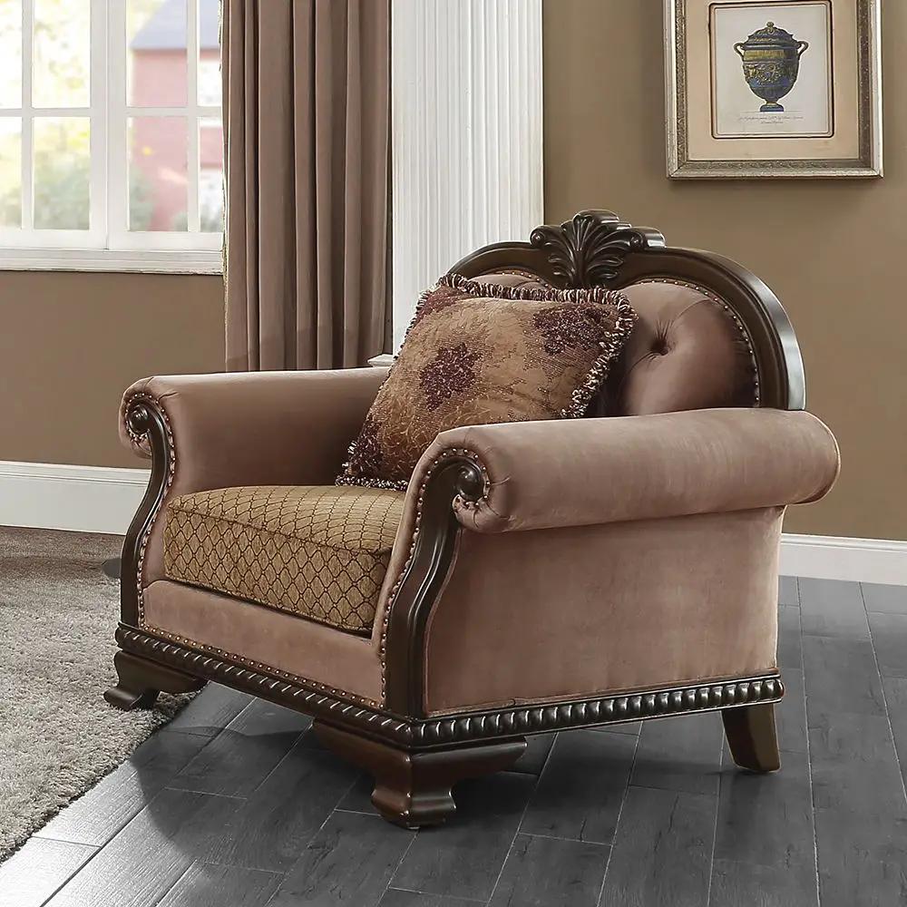 Chateau De Ville - Chair With Pillow (Same Lv01590) - Fabric & Espresso by Unique Piece Furniture