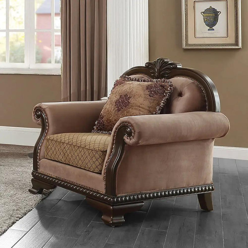 Chateau De Ville - Chair With Pillow (Same Lv01590) - Fabric & Espresso by Unique Piece Furniture