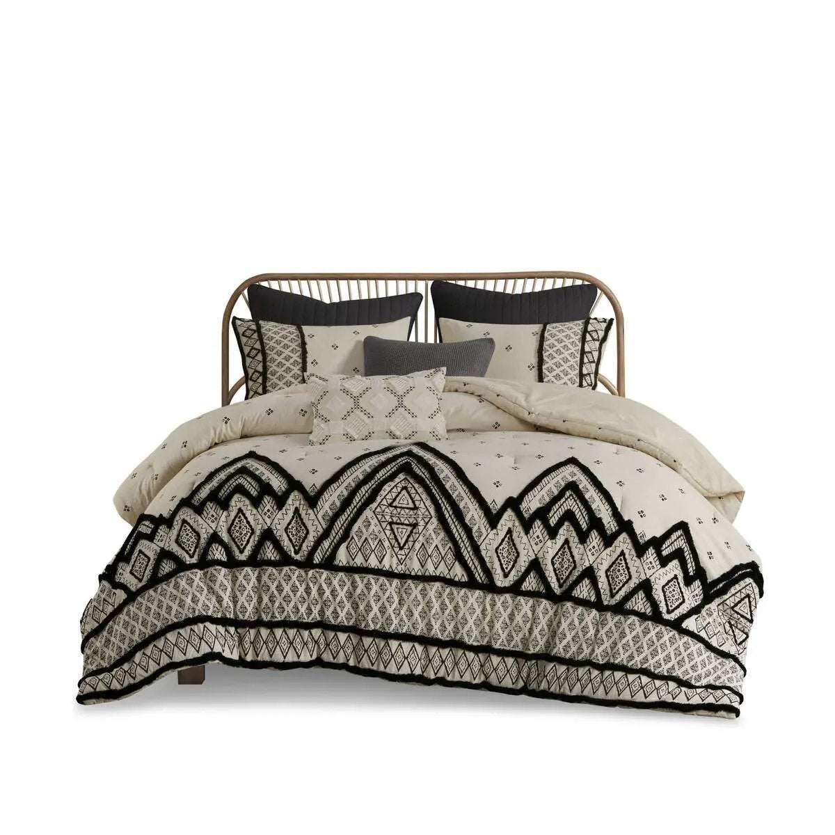 3 Piece Cotton and Flax Linen Blend Comforter Set Natural King/Cal King by HouseOfZazla