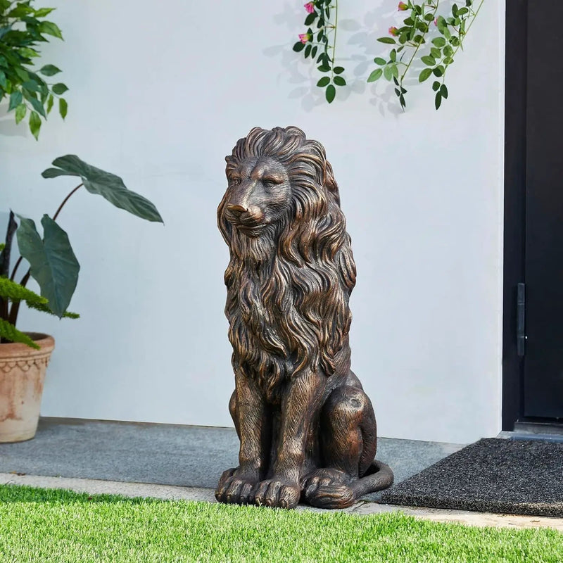 20.5" Resin Lion Statue, Outdoor and Indoor Decorative Sculpture by HouseOfZazla