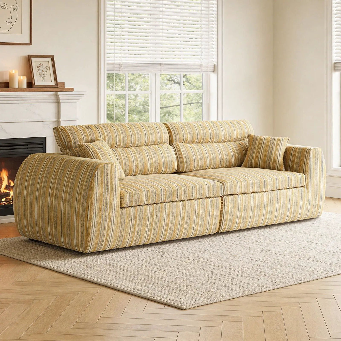 3 Seater, Couch With Throw Pillows For Living Room by HouseOfZazla