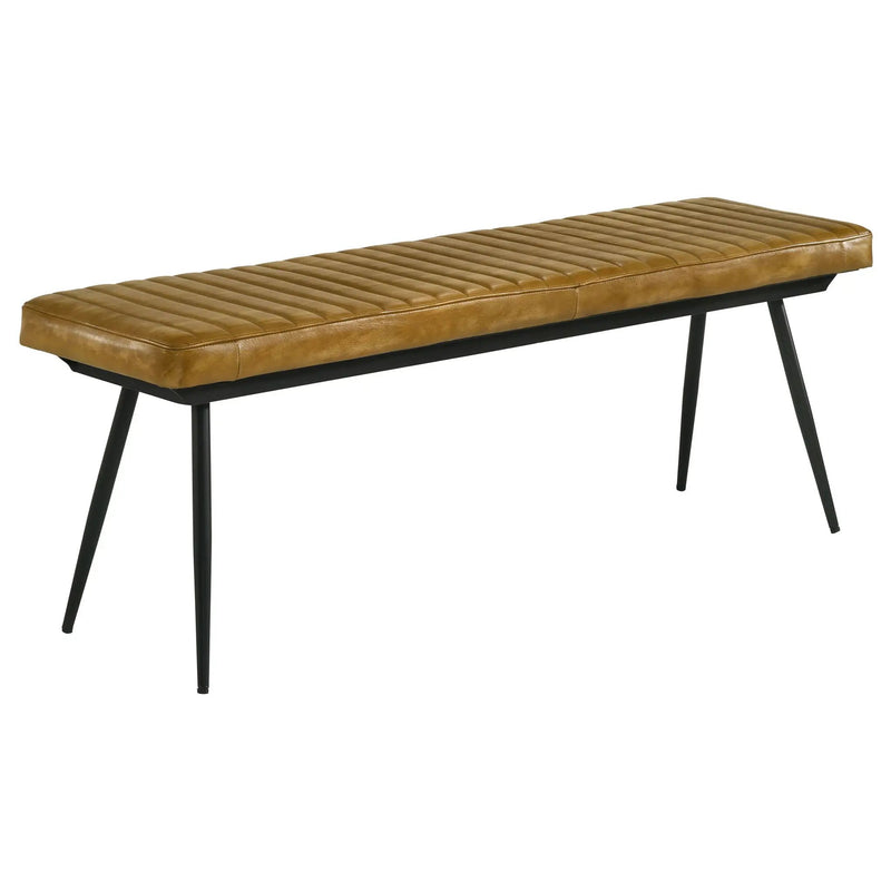 Misty Leather Upholstered Dining Bench Antique Camel by Unique Piece Furniture