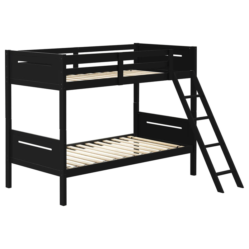 Littleton Wood Twin Over Twin Bunk Bed Black by Unique Piece Furniture