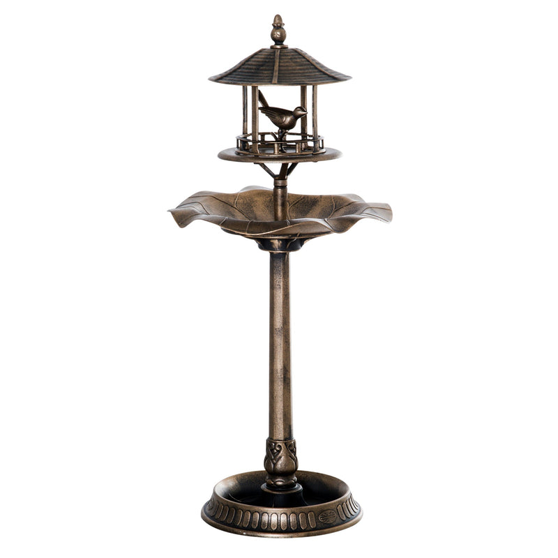Outsunny 3-in-1 Garden Bird Bath Bowl Pedestal with Bird Feeder and Planter by HouseOfZazla