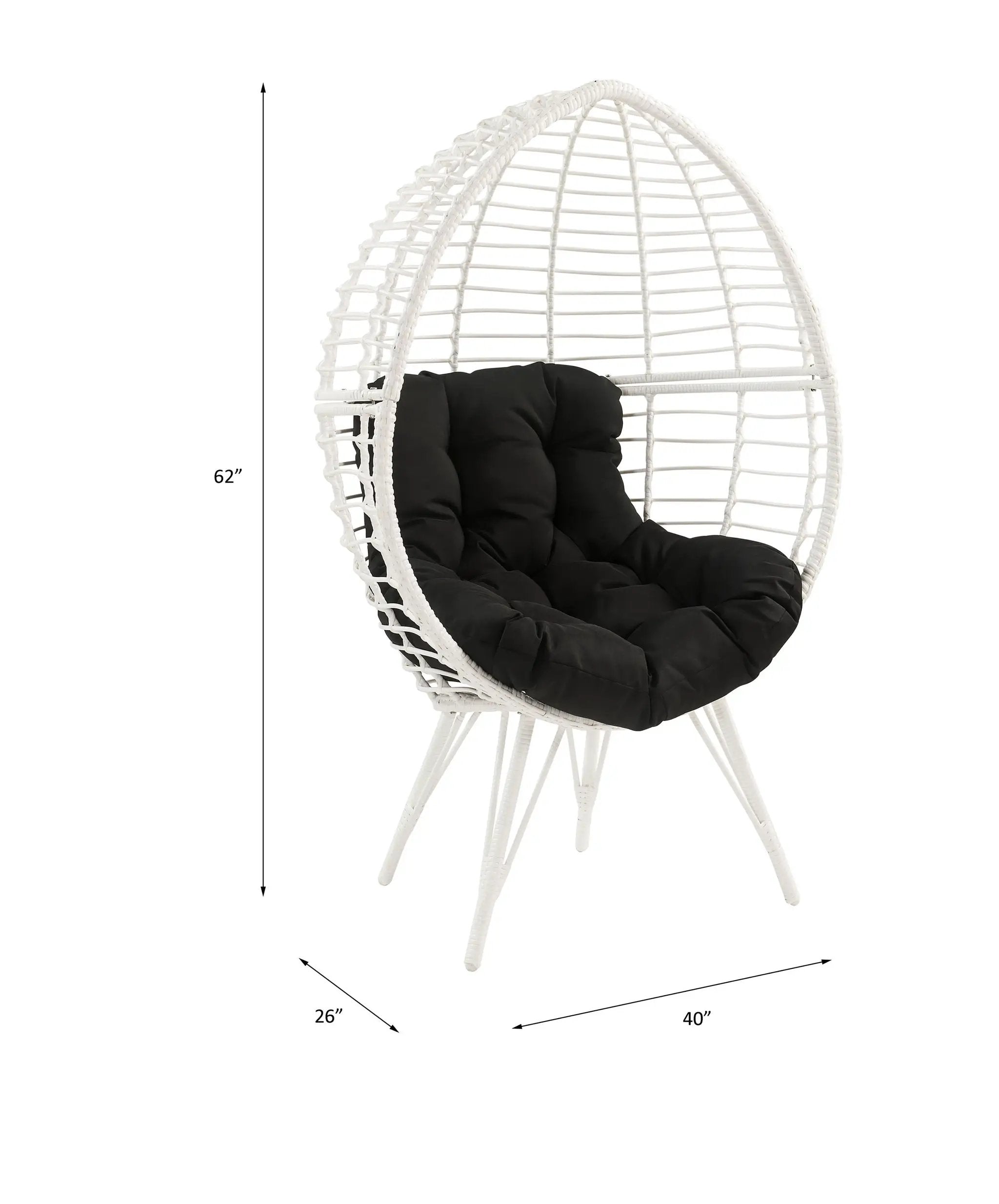 Galzed - Patio Lounge Chair - Black Fabric & White Wicker by Unique Piece Furniture