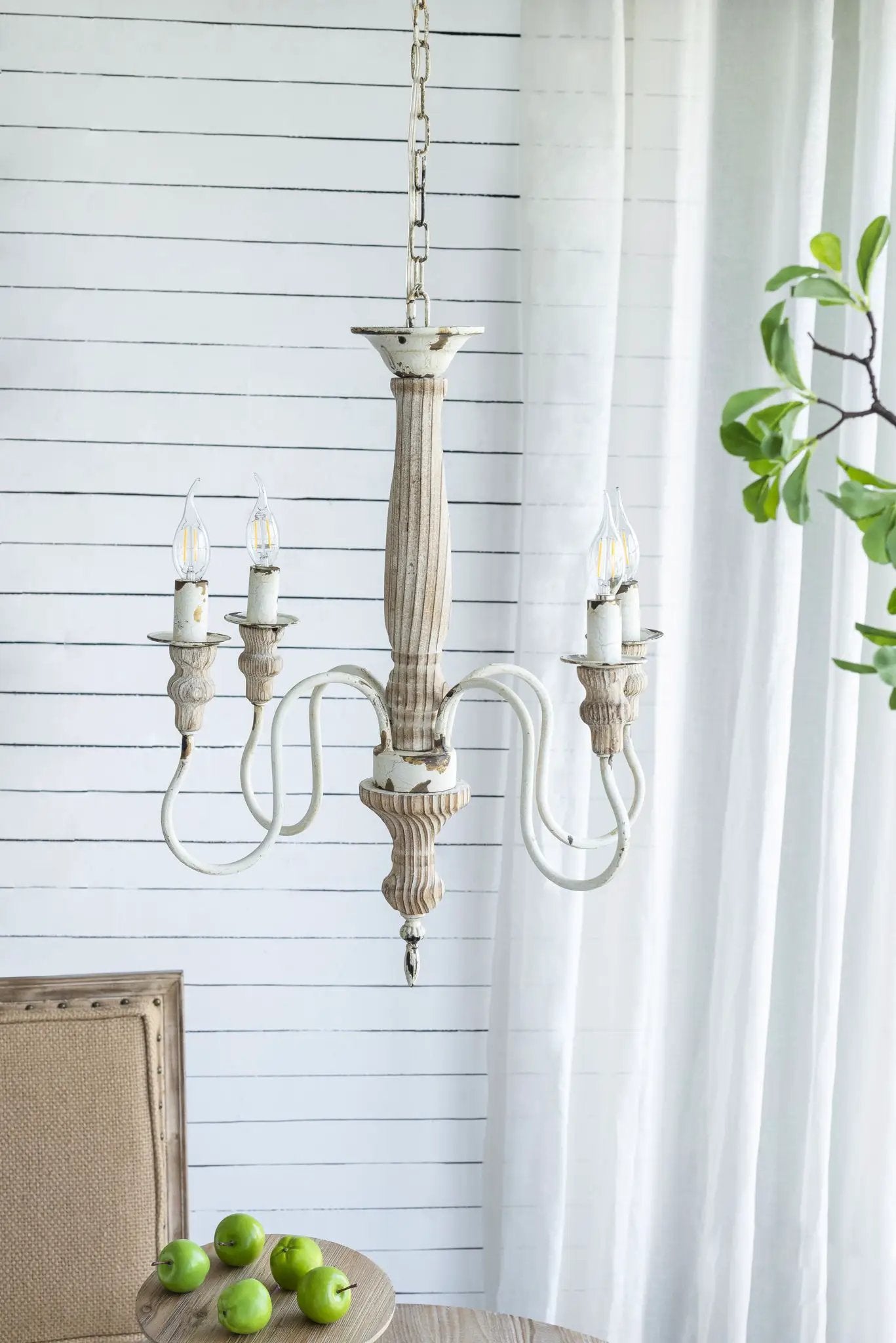 4 Light Chandelier, Hanging Light Fixture With Adjustable Chain For Kitchen, Bulb Not Included - Cream White by Unique Piece Furniture