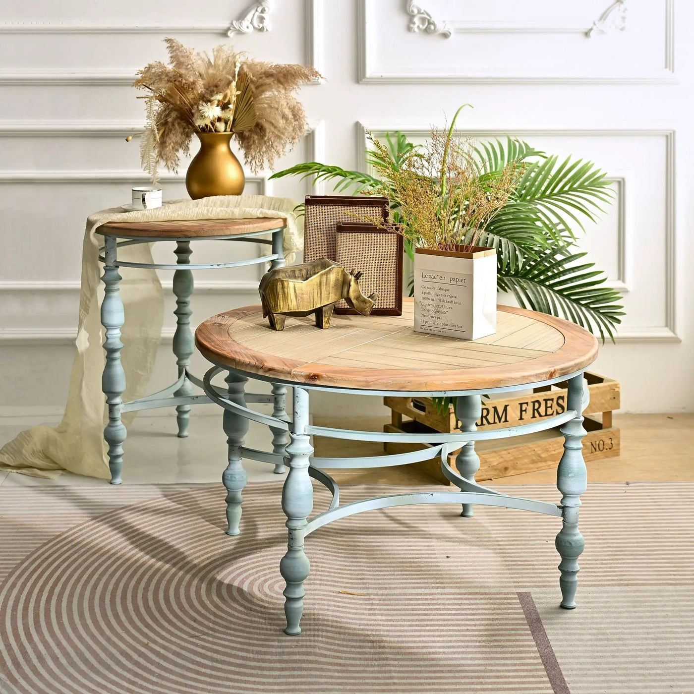 Round Top Carved Table For Living Room by HouseOfZazla