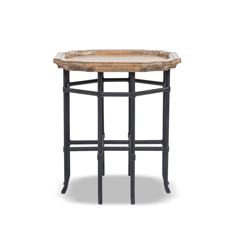 Foundry 24" Square Reclaimed Pine Wood & Iron Side Table Antique by HouseOfZazla