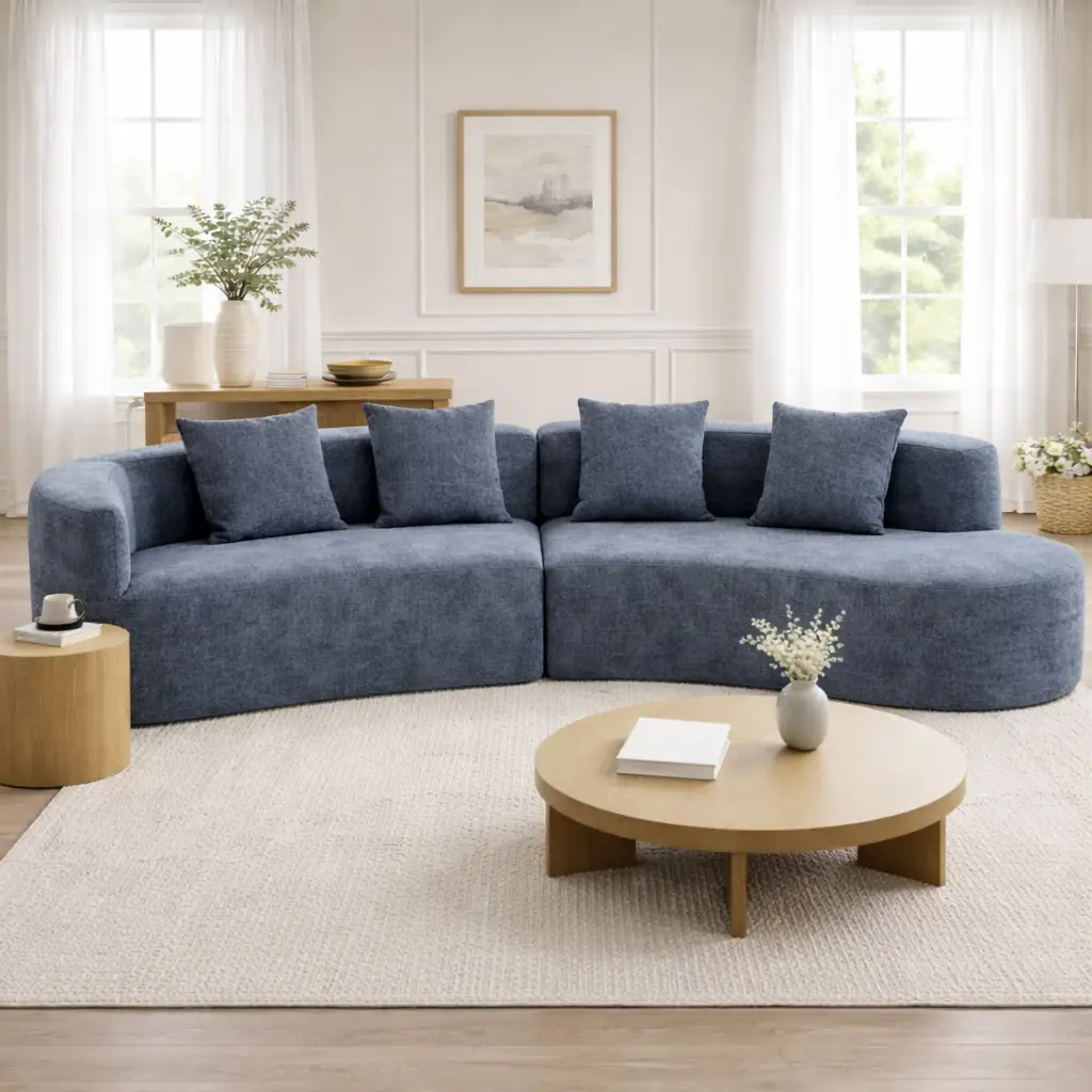 U_Style 132" Modern Sectional Sofa with Curved Design by HouseOfZazla