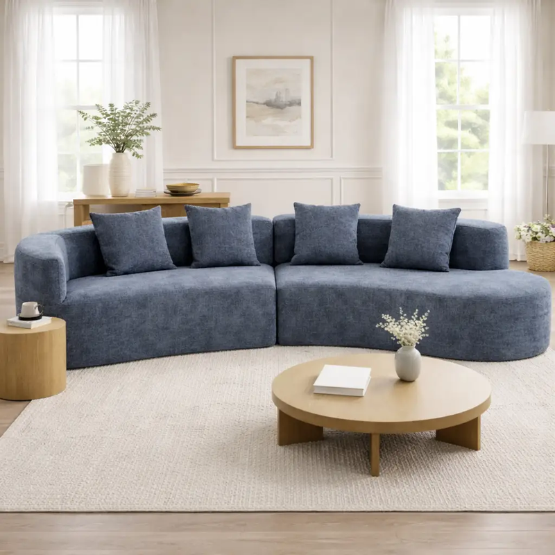U_Style 132" Modern Sectional Sofa with Curved Design by HouseOfZazla