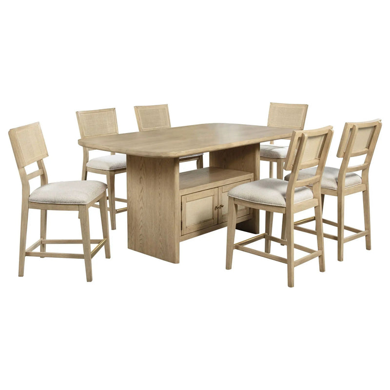 Kailani 7-piece Wood Counter Height Dining Set Beige Oak by Unique Piece Furniture