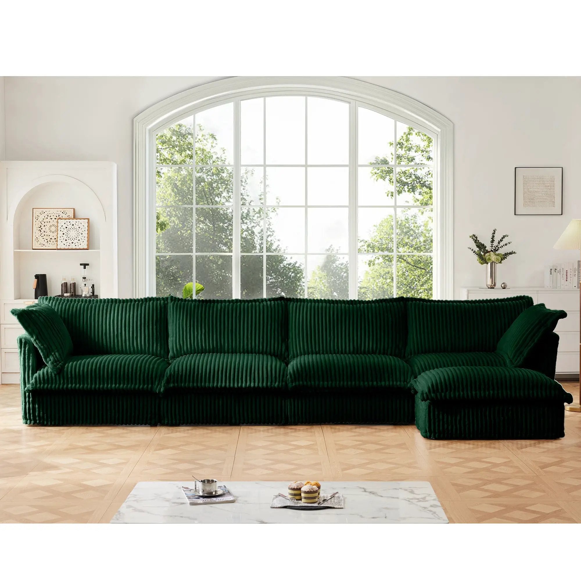 Slipcovered L Shape Sectional Long Sofa Couch by HouseOfZazla
