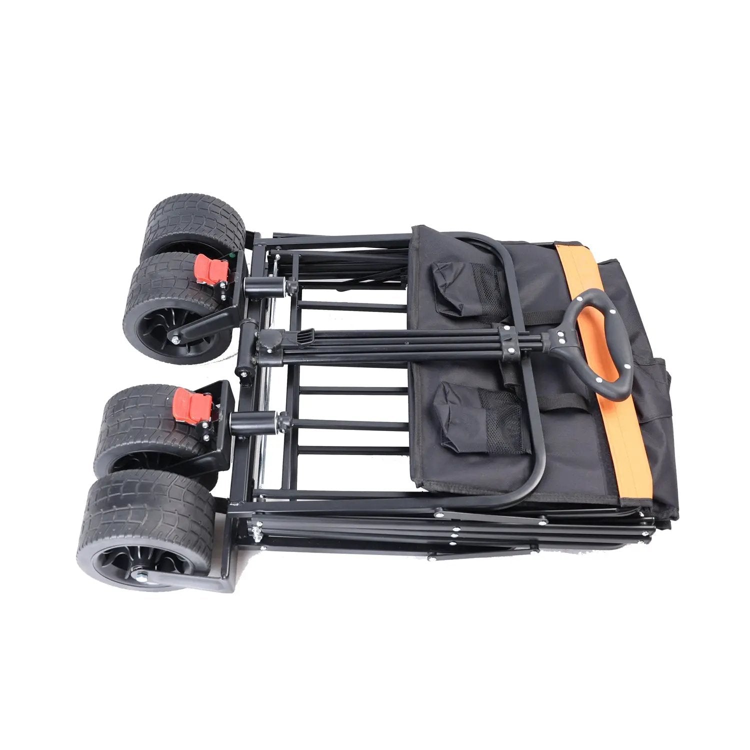 Big Large Capacity Folding Wagon Cart with Extender (Black + Orange) by HouseOfZazla