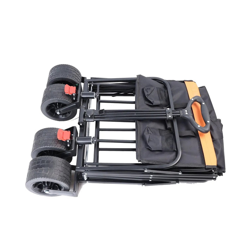 Big Large Capacity Folding Wagon Cart with Extender (Black + Orange) by HouseOfZazla