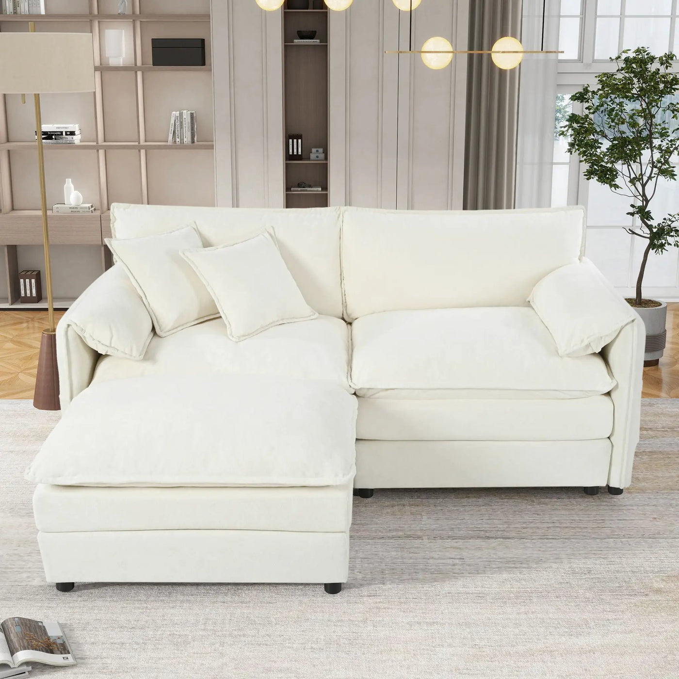 Modern Comfy Deep Seat Modular Sectional Sofa Cloud Couch With Ottoman by HouseOfZazla