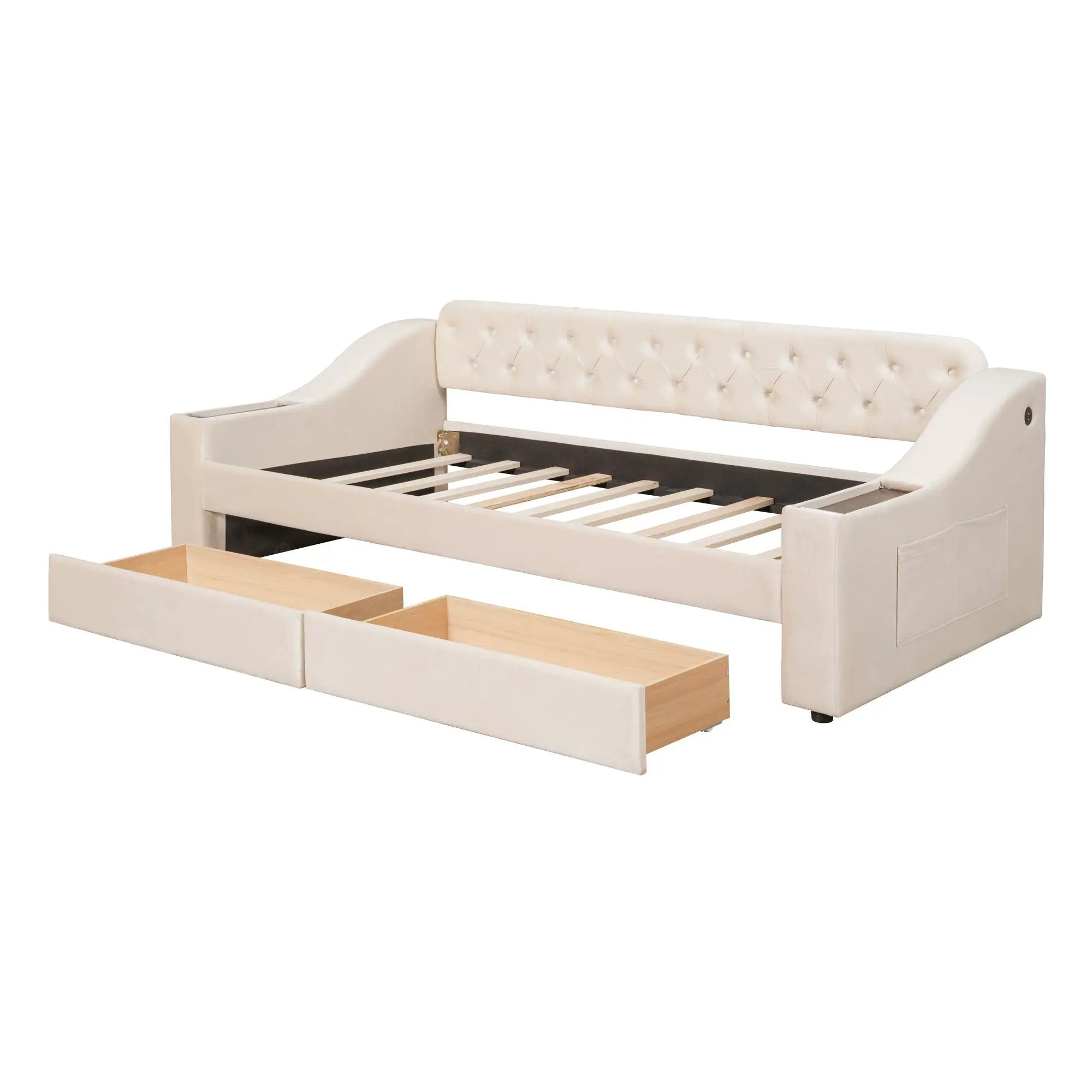 Upholstered Daybed With Storage Armrests And USB Port by Unique Piece Furniture