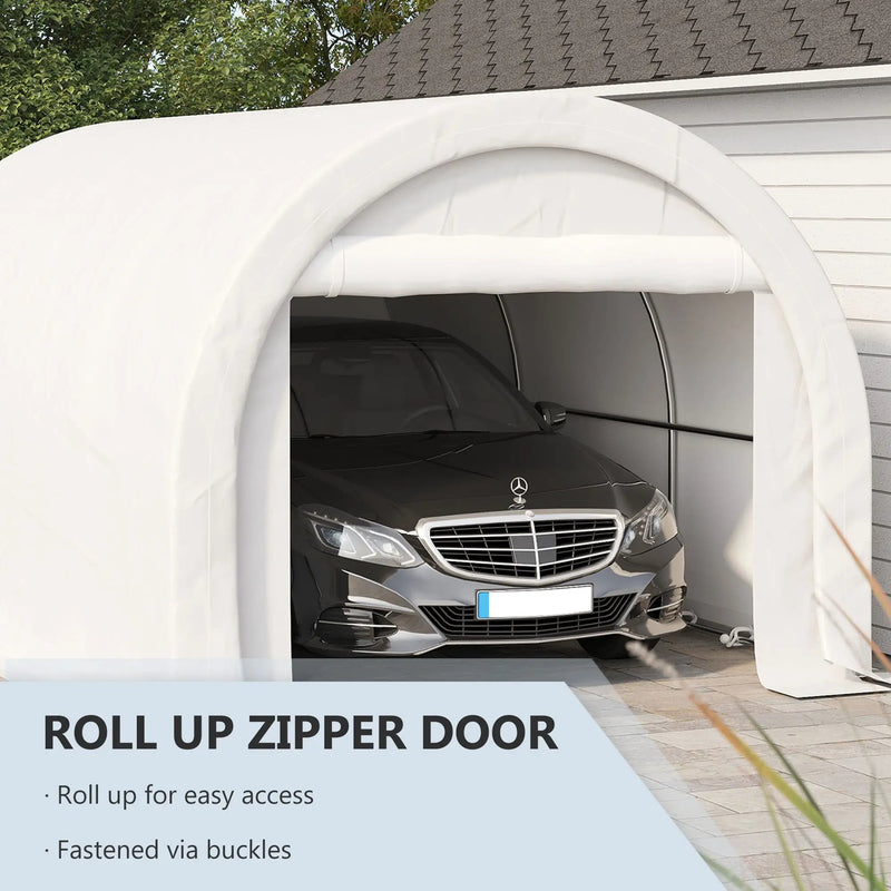 Outsunny - 10' x 16' Carport, Heavy Duty Portable Garage Storage Tent With Large Zippered Door, Anti-Uv Pe Canopy Cover For Car, Truck, Boat, Motorcycle, Bike, Garden Tools, Outdoor Work by Unique Piece Furniture