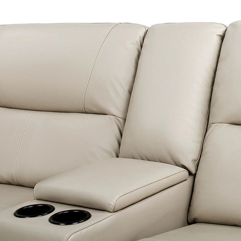 Malibu - Modern Power Motion 3 Piece Reclining Loveseat Sofa With Cup Holders - Cream Taupe Beige by HouseOfZazla