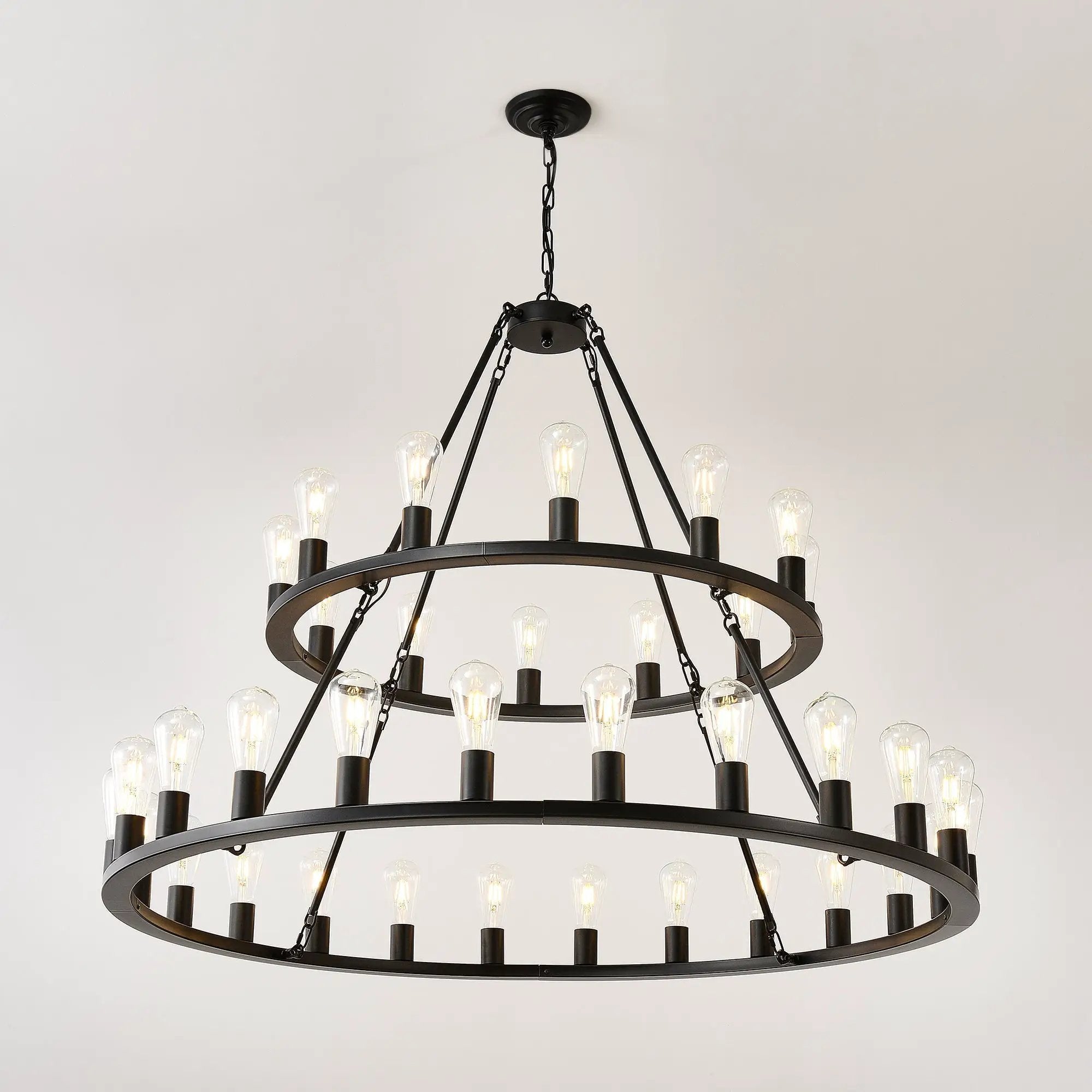52 Inch Black Wagon Wheel Chandelier, 36-Lights by HouseOfZazla