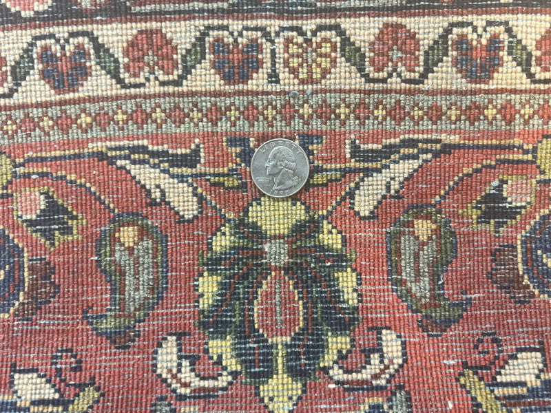 Antique Persian Sarouk Rug 4x7, Hand Knotted Wool Red Persian Carpet, Floral by Jewel Rugs