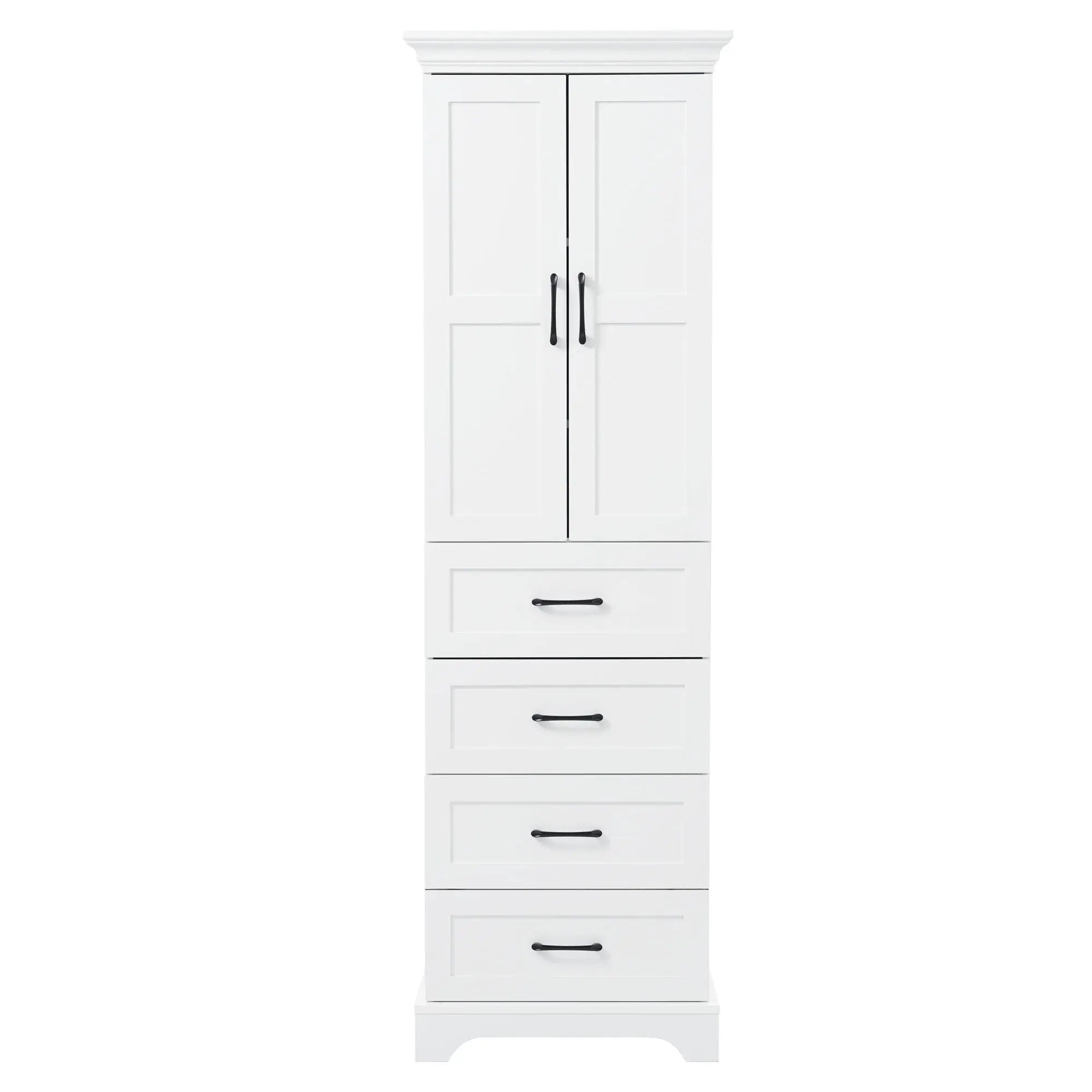 Bathroom Vanity With 2 Damping Hinge Doors, 3 Drawers, Adjustable Shelves - White by Unique Piece Furniture