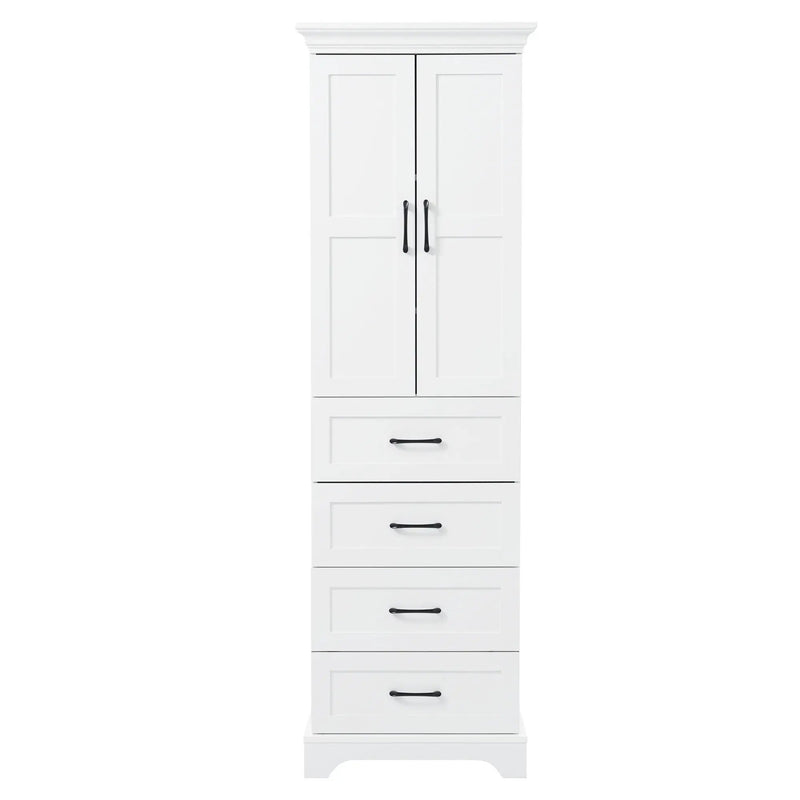 Bathroom Vanity With 2 Damping Hinge Doors, 3 Drawers, Adjustable Shelves - White by HouseOfZazla